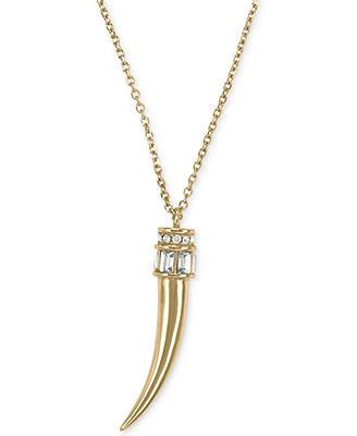 michael kors italian horn necklace|Gold.